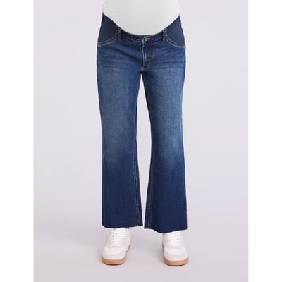 Target Women's Under the Belly Wide Leg Crop Jeans - Scion Wash - Size: Large - Motherhood Maternity