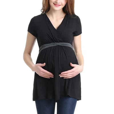 Target Pokkori Faux Wrap Maternity Nursing Top Black Small