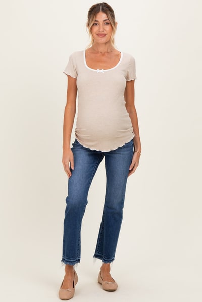 PinkBlush Navy Released Hem Cropped Straight Leg Maternity Jeans