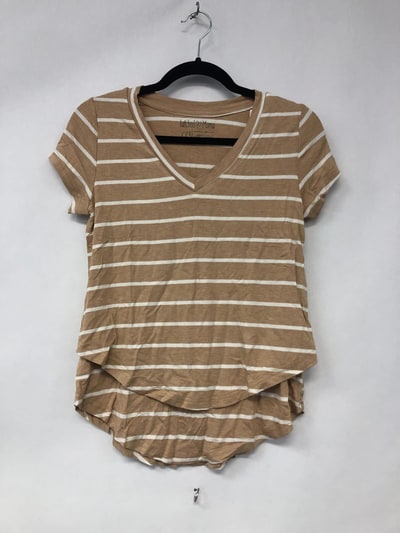 Latched Mama Outlet 6193 - V-Neck Boyfriend Nursing Tee - Sand Stripe - Extra Extra Small