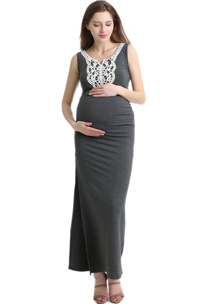 Kimi + Kai Kimi + Kai Maternity "Bethany" Lace Trim Maxi Dress