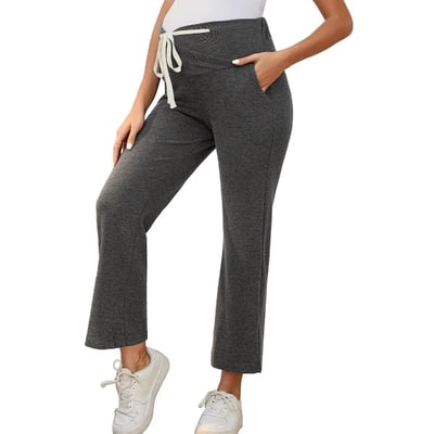Target INSPIRE CHIC Women Maternity Lounge Pants Yoga Over Belly Wide Leg Casual Sweatpants with Pockets Small Deep Grey