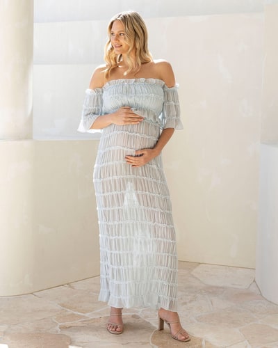 Angel Maternity Marisol 2 piece Maternity Photoshoot Dress in Baby Blue