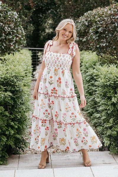Petal & Pup Aurelia Maxi Dress - White Floral