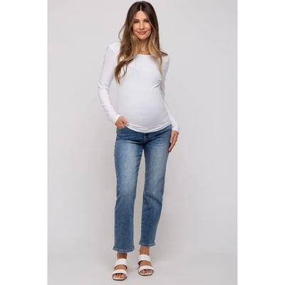 Target Pinkblush Blue Straight Crop Maternity Jeans 32