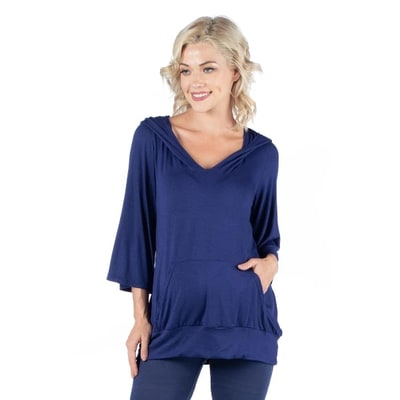 Target 24seven Comfort Apparel Womens Oversized Maternity Fashion Hoodie Top-BURGUNDY-S