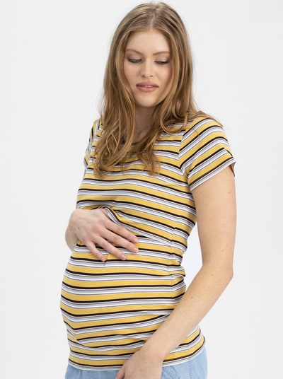Angel Maternity Maternity and Nursing Retro Stretchy Tee - Yellow Stripes