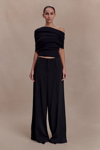 MESHKI Sierra Asymmetrical Cashmere Blend Knit Top