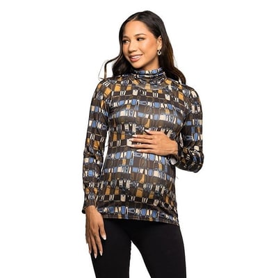 Kohl's Maternity 24Seven Comfort Apparel Mock Neck Long Sleeve Printed Top