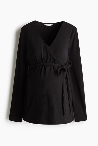 H&M MAMA Ribbed Wrapover Top