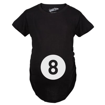 Target Maternity Eight Ball Funny Baby Announcement Shirt Belly Bump Cute Pregnancy Tee - Crazy Dog Maternity T Shirt with Fun Design Black XXL
