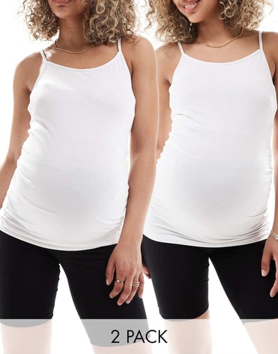 ASOS ONLY Maternity 2 pack jersey shorts in black