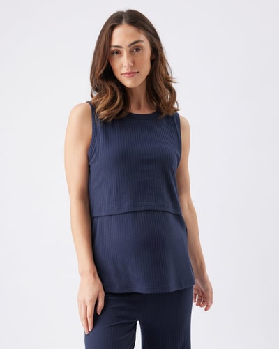 Ripe Maternity Peter Rib Nursing Tank Navy