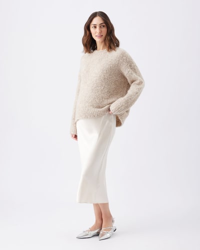 Ripe Maternity Crystal Satin Skirt Oyster