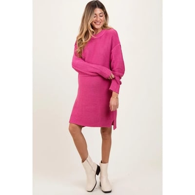 Target Pinkblush Dark Pink Exposed Seam Oversized Maternity Sweater Dress Large
