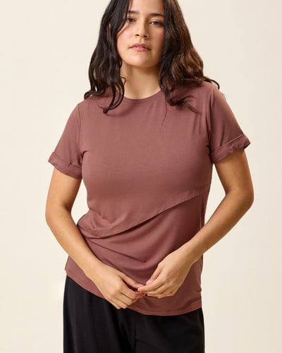 Kindred Bravely Asymmetrical Nursing T-shirt | Redwood