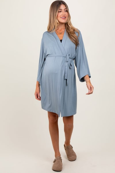 PinkBlush Blue Delivery/Nursing Maternity Robe