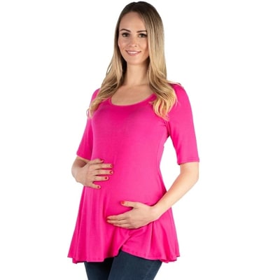 Target 24seven Comfort Apparel Maternity Elbow Swing Tunic Top-Pink-L