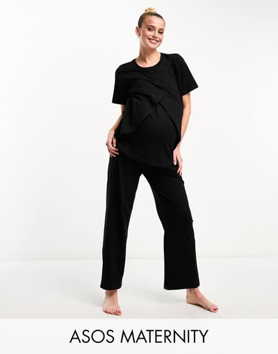 ASOS mix & match cotton pajama pants in black