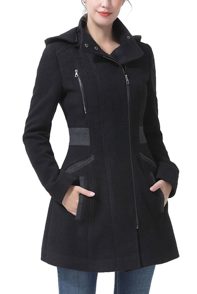 Kimi + Kai Kimi + Kai Women's "Miller" Wool Blend Hooded Walker Coat