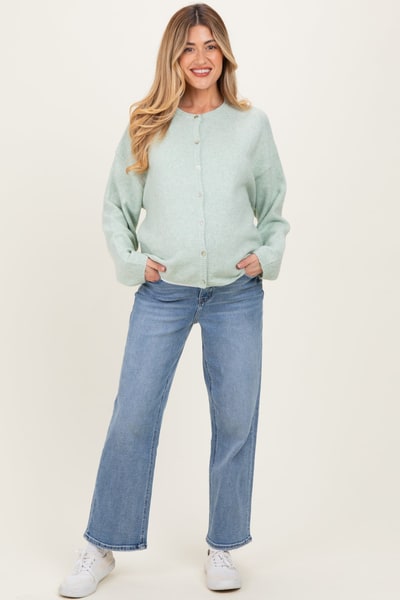 PinkBlush Light Blue Lightly Distressed Ankle Slim Maternity Wide Leg Jeans