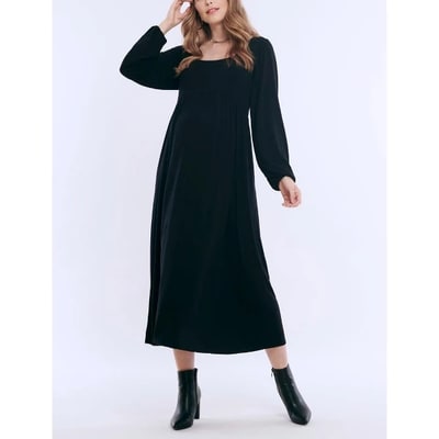 Target Women's Long Sleeve Empire Waist Maxi Dress  - Black Size: Small - Motherhood Maternity