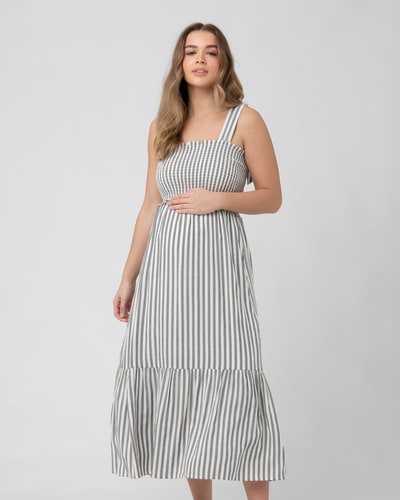 Ripe Maternity Ollie Smocked Dress  Black / White