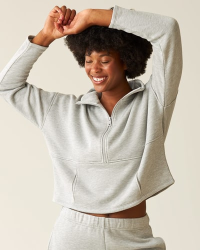 Kindred Bravely Cloud Fleece Half Zip Nursing Pullover | Grey Heather