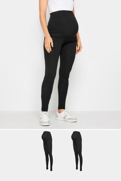 Yours Clothing LTS 2 PACK Tall Black Stretch Maternity Leggings