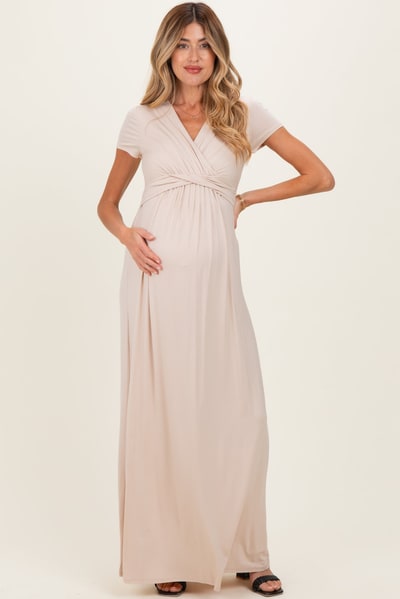 PinkBlush PinkBlush Coco Draped Maternity/Nursing Maxi Dress