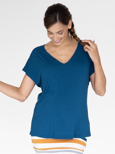 Angel Maternity Maternity Loose Fit Swing Top in Teal