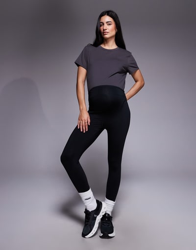 ASOS 4505 Maternity Icon active bum sculpt high waist gym leggings with inner pocket in black