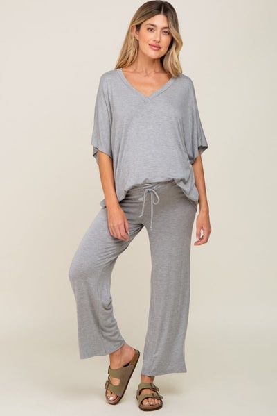 PinkBlush Heather Grey Cropped Pant Maternity Set