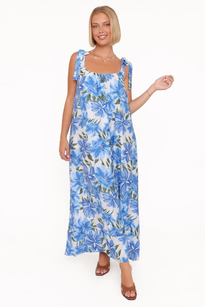 Petal & Pup Amber Maxi Dress - Blue Floral