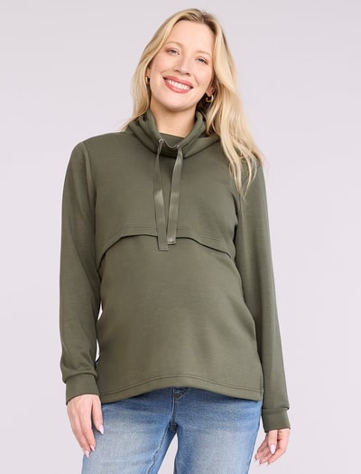 Motherhood Maternity Funnel Neck Nursing Sweatshirt