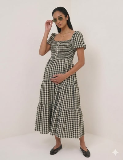 For The Creators Joss Black Gingham Midi Dress