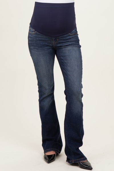 PinkBlush Navy Blue Flap Back Pocket Bootcut Maternity Jeans