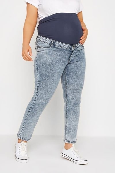 Yours Clothing BUMP IT UP MATERNITY Bleach Blue Stretch Mom Jeans