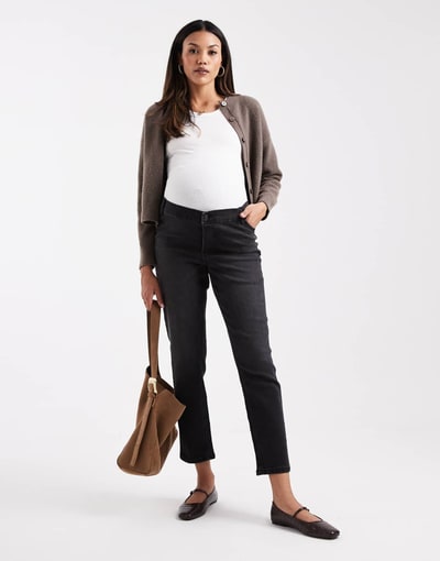 ASOS slim fit comfort mom jeans in washed black