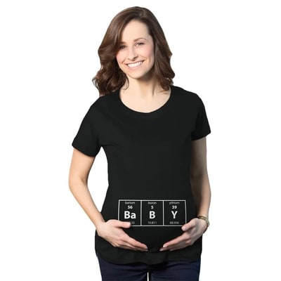 Target Maternity Baby Element Funny Announcement T Shirt Cool Pregnant Top - Crazy Dog Maternity T Shirt for Nerds Black XL