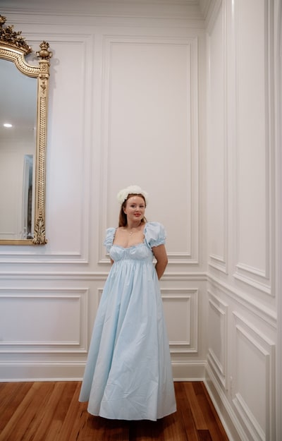 Worth Collective Olivia 100% Cotton Maxi Dress in Light Blue - Bump Friendly