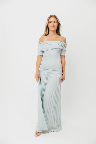Worth Collective The Lennox Maxi Dress in Dusty Blue - Bump Friendly