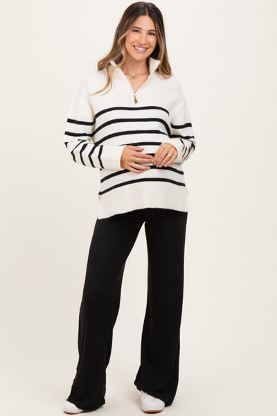 PinkBlush Black Brushed Knit Flare Leg Maternity Pants