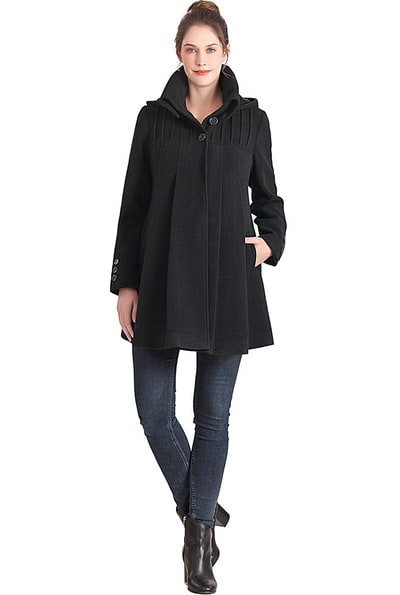 Kimi + Kai Kimi + Kai Maternity "Aela" A-Line Hooded Wool Coat