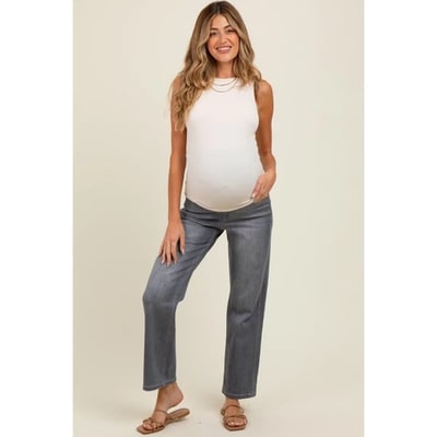 Target Pinkblush Charcoal Ankle Slim Wide Leg Maternity Jeans 26