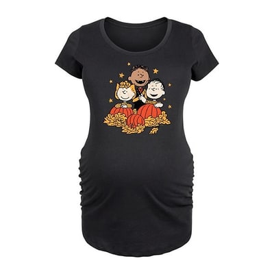 Kohl's Maternity Peanuts Pumpkin and Leaves Graphic Tee