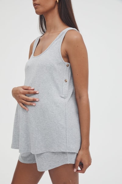 Legoe Heritage Scoop Neck Rib Tank (Grey Marle) - FINAL SALE