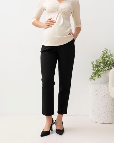 Angel Maternity Donna High Waist Maternity Work Pants in Black