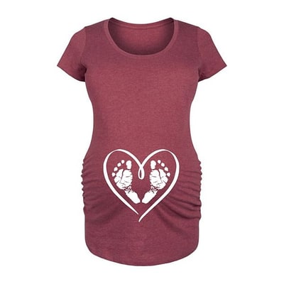 Kohl's Maternity Baby Footprint Heart Graphic Tee