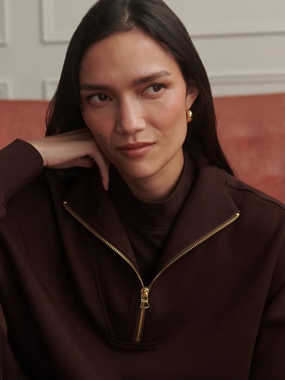 For The Creators Hawley Half Zip Sweat Coffee Bean